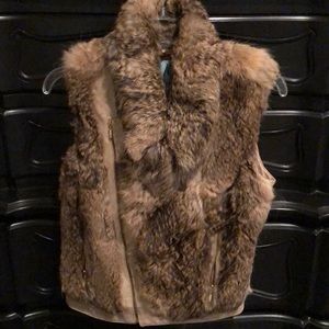 Rabbit fur and suede vest